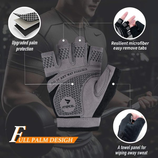ATERCEL Weight Lifting Gloves Full Palm Protection, Workout Gloves for Gym, Cycling, Exercise, Breathable, Super Lightweight for Mens and Women - Image 2