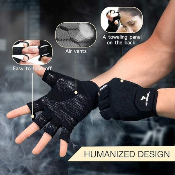 ATERCEL Workout Gloves for Men and Women, Exercise Gloves for Weight Lifting, Cycling, Gym, Training, Breathable and Snug fit - Image 2