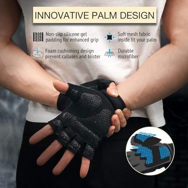 ATERCEL Workout Gloves for Men and Women, Exercise Gloves for Weight Lifting, Cycling, Gym, Training, Breathable and Snug fit - Image 3