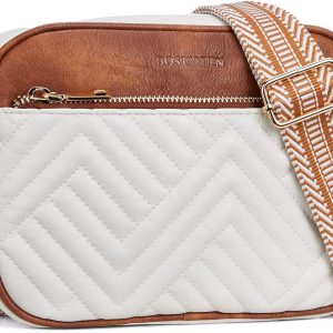 Quilted Crossbody Bags for Women Vegan Leather Purses Small Shoulder Handbags with Wide Strap