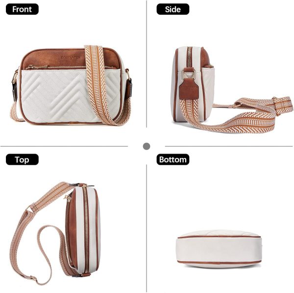 Quilted Crossbody Bags for Women Vegan Leather Purses Small Shoulder Handbags with Wide Strap - Image 6