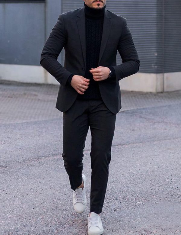 Mens Sport Coat Casual Blazer One Button Business Suit Jacket - Image 2