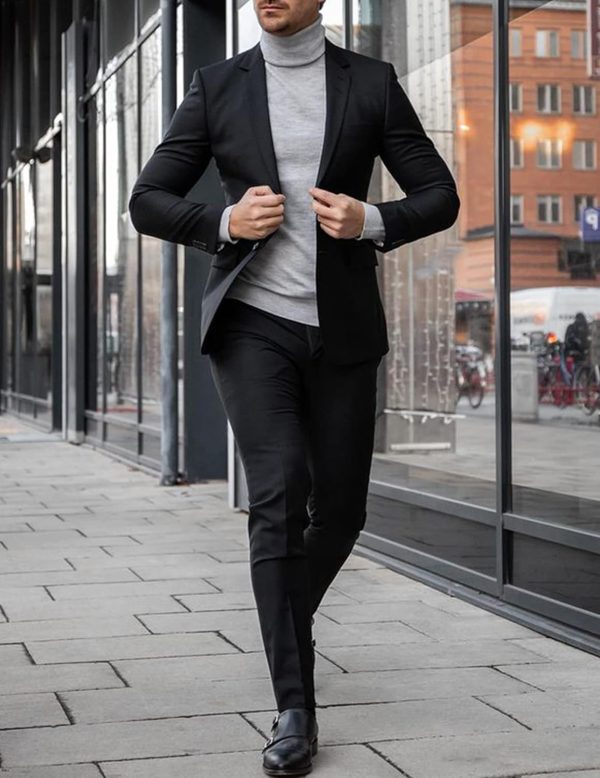 Mens Sport Coat Casual Blazer One Button Business Suit Jacket - Image 3