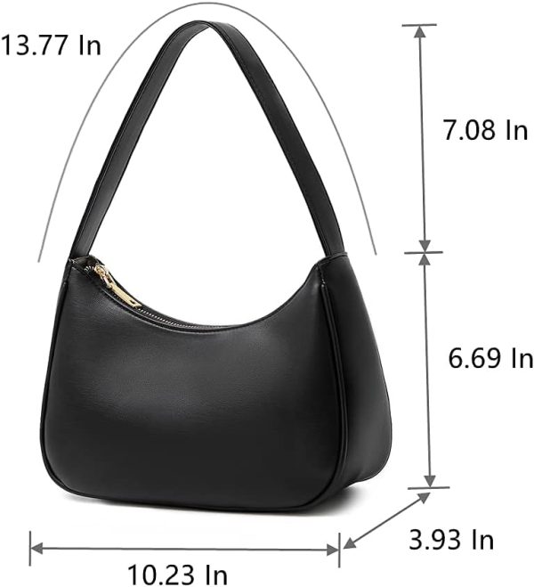 Shoulder Bags for Women, Cute Hobo Tote Handbag Mini Clutch Purse with Zipper Closure - Image 2