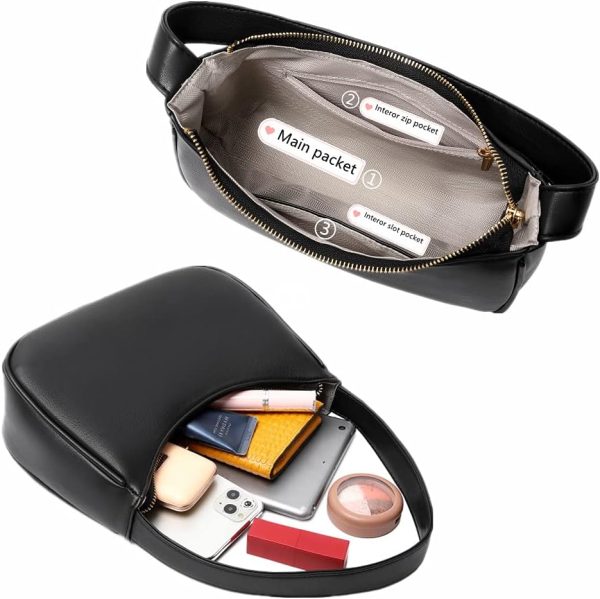 Shoulder Bags for Women, Cute Hobo Tote Handbag Mini Clutch Purse with Zipper Closure - Image 3