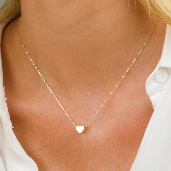 Dainty Gold Necklace for Women - 14K Gold/White Gold Plated Cute Heart Necklace Handmade Disc Circle Bee Choker Necklace Adjustable Gold Necklace for Women Trendy Jewelry - Image 2