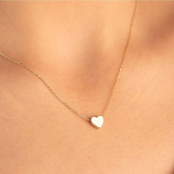 Dainty Gold Necklace for Women - 14K Gold/White Gold Plated Cute Heart Necklace Handmade Disc Circle Bee Choker Necklace Adjustable Gold Necklace for Women Trendy Jewelry - Image 5