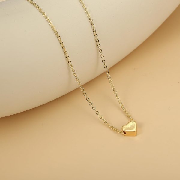 Dainty Gold Necklace for Women - 14K Gold/White Gold Plated Cute Heart Necklace Handmade Disc Circle Bee Choker Necklace Adjustable Gold Necklace for Women Trendy Jewelry - Image 6