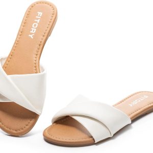Women's Flat Sandals Fashion Slides With Soft Leather Slippers for Summer Size 6-11