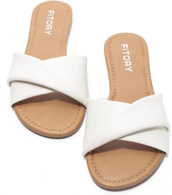 Women's Flat Sandals Fashion Slides With Soft Leather Slippers for Summer Size 6-11 - Image 2