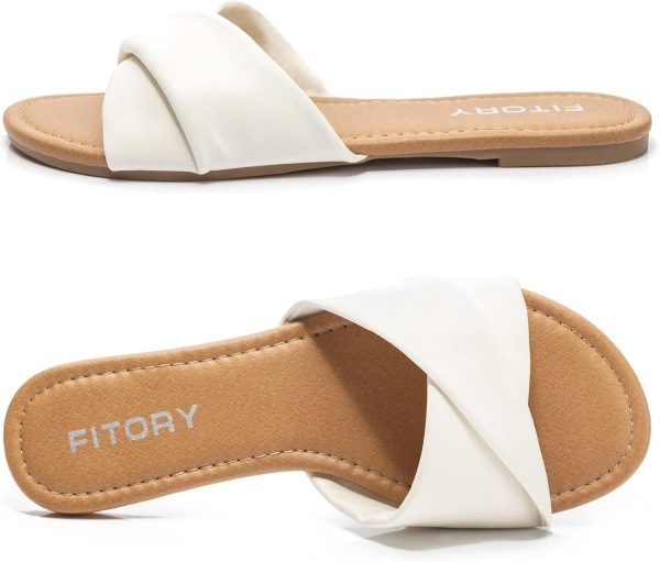 Women's Flat Sandals Fashion Slides With Soft Leather Slippers for Summer Size 6-11 - Image 3