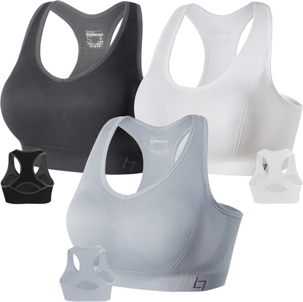 Racerback Sports Bras for Women - Padded Seamless High Impact Support for Yoga Gym Workout Fitness