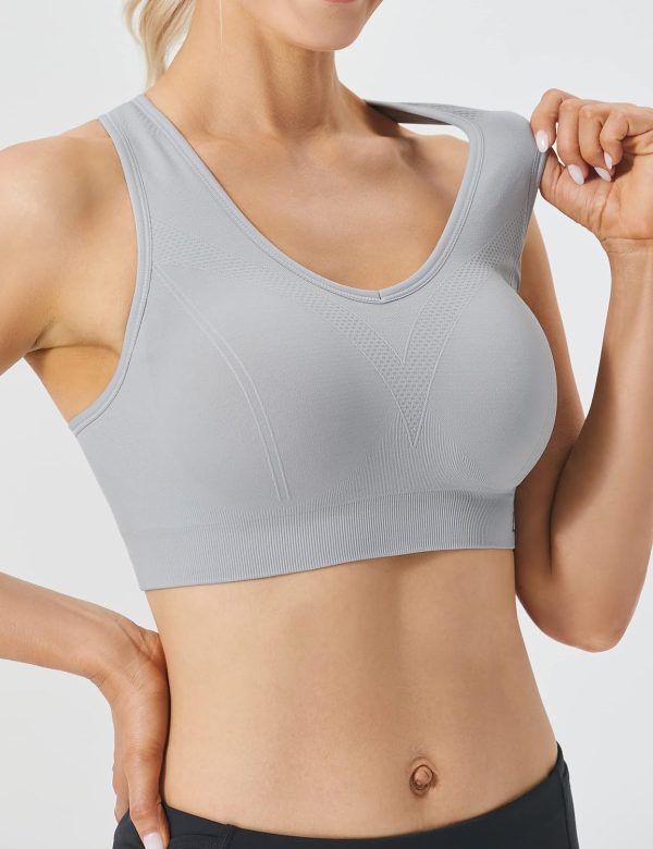 Racerback Sports Bras for Women - Padded Seamless High Impact Support for Yoga Gym Workout Fitness - Image 2