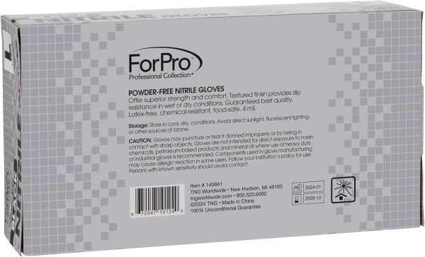 ForPro Professional Collection Disposable Nitrile Gloves, Chemical Resistant, Powder-Free, Latex-Free, Non-Sterile, Food Safe, 4 Mil, Black, Large, 100-Count - Image 3
