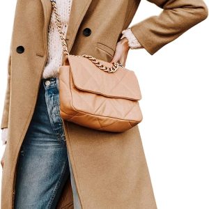 Women's Winter Wool Coat Casual Notch Lapel Single-Breasted Peacoat