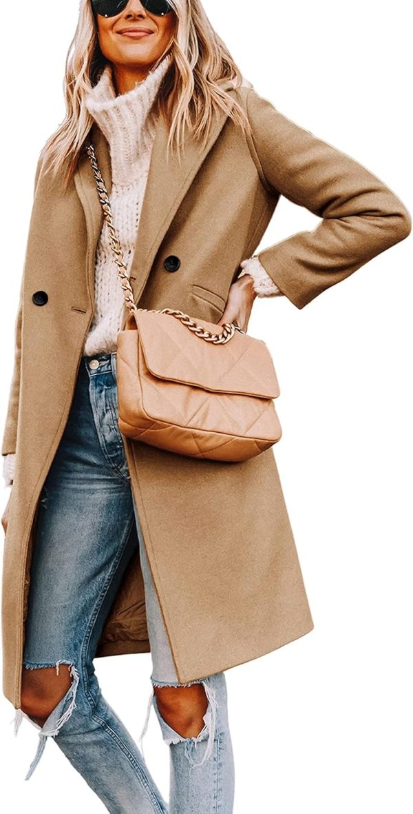 Women's Winter Wool Coat Casual Notch Lapel Single-Breasted Peacoat