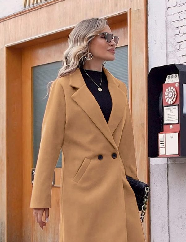 Women's Winter Wool Coat Casual Notch Lapel Single-Breasted Peacoat - Image 4