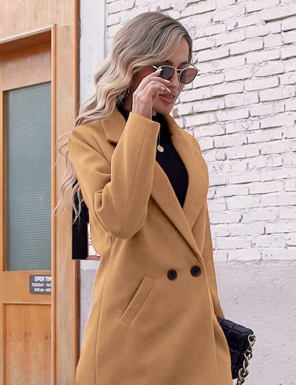 Women's Winter Wool Coat Casual Notch Lapel Single-Breasted Peacoat - Image 6