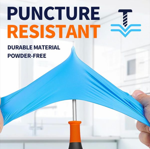 Medical Nitrile Exam Gloves, Latex-Free & Powder-Free Non-Sterile Food Safe Cleaning Disposable Glove, 100 Pcs - Image 2