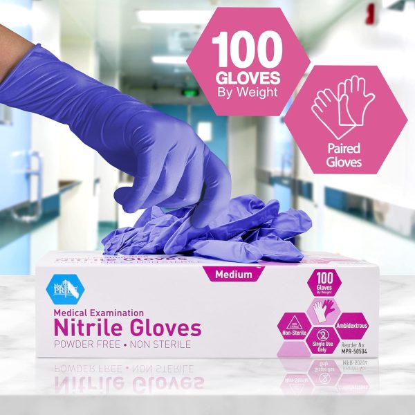MedPride Powder-Free Nitrile Exam Gloves, Iris Blue, Medium, Box/100 - Image 4