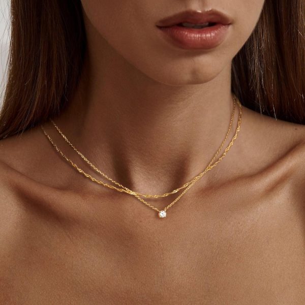 Diamond Necklaces for Women, Dainty 14k Gold/Sterling Silver Choker Necklace Simple Gold Plated CZ Jewelry Necklaces for Women Trendy Gifts - Image 2