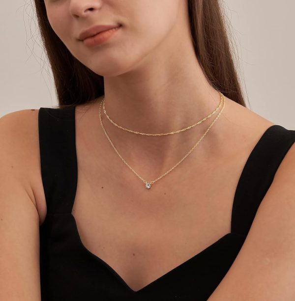 Diamond Necklaces for Women, Dainty 14k Gold/Sterling Silver Choker Necklace Simple Gold Plated CZ Jewelry Necklaces for Women Trendy Gifts - Image 3
