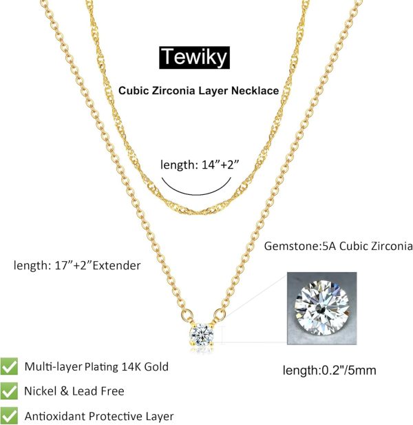 Diamond Necklaces for Women, Dainty 14k Gold/Sterling Silver Choker Necklace Simple Gold Plated CZ Jewelry Necklaces for Women Trendy Gifts - Image 4