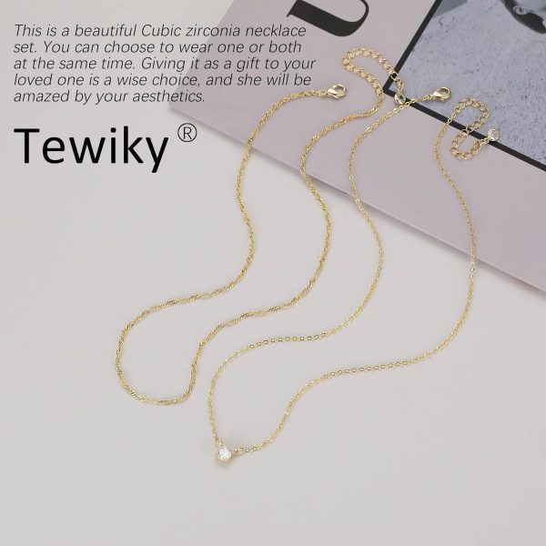 Diamond Necklaces for Women, Dainty 14k Gold/Sterling Silver Choker Necklace Simple Gold Plated CZ Jewelry Necklaces for Women Trendy Gifts - Image 6