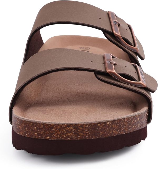 Women's Cork Footbed Slide Sandal, Comfortable Summer Beach Sandals with Adjustable Buckle - Image 5