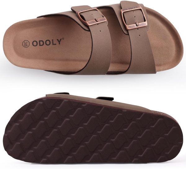 Women's Cork Footbed Slide Sandal, Comfortable Summer Beach Sandals with Adjustable Buckle - Image 7