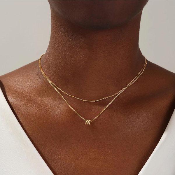 Layered Initial Necklaces for Women Trendy, 14K Gold Plated Letter A-Z Pendant Necklace Tiny Initial Necklace Personalized Monogram Layered Gold Initial Necklaces for Women Jewelry - Image 2
