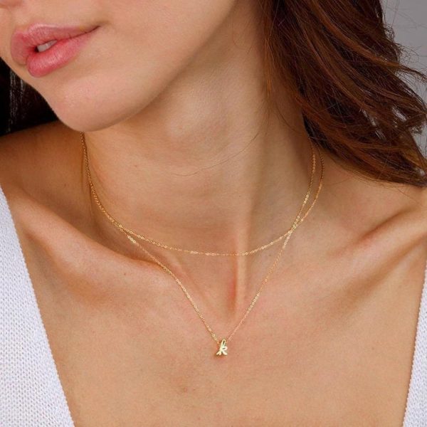 Layered Initial Necklaces for Women Trendy, 14K Gold Plated Letter A-Z Pendant Necklace Tiny Initial Necklace Personalized Monogram Layered Gold Initial Necklaces for Women Jewelry - Image 4