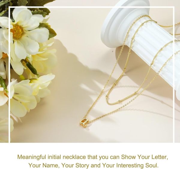Layered Initial Necklaces for Women Trendy, 14K Gold Plated Letter A-Z Pendant Necklace Tiny Initial Necklace Personalized Monogram Layered Gold Initial Necklaces for Women Jewelry - Image 5